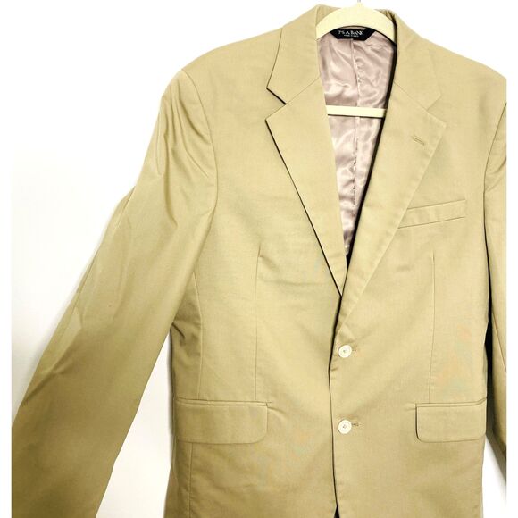 Jos A Bank Beige Sport Coat Blazer Cotton Blend Two Button Jacket Sz 38R - Stain - Picture 4 of 9